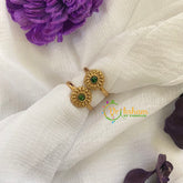 Premium AD Stone Toe Rings -Dotted flower-Green-G7510